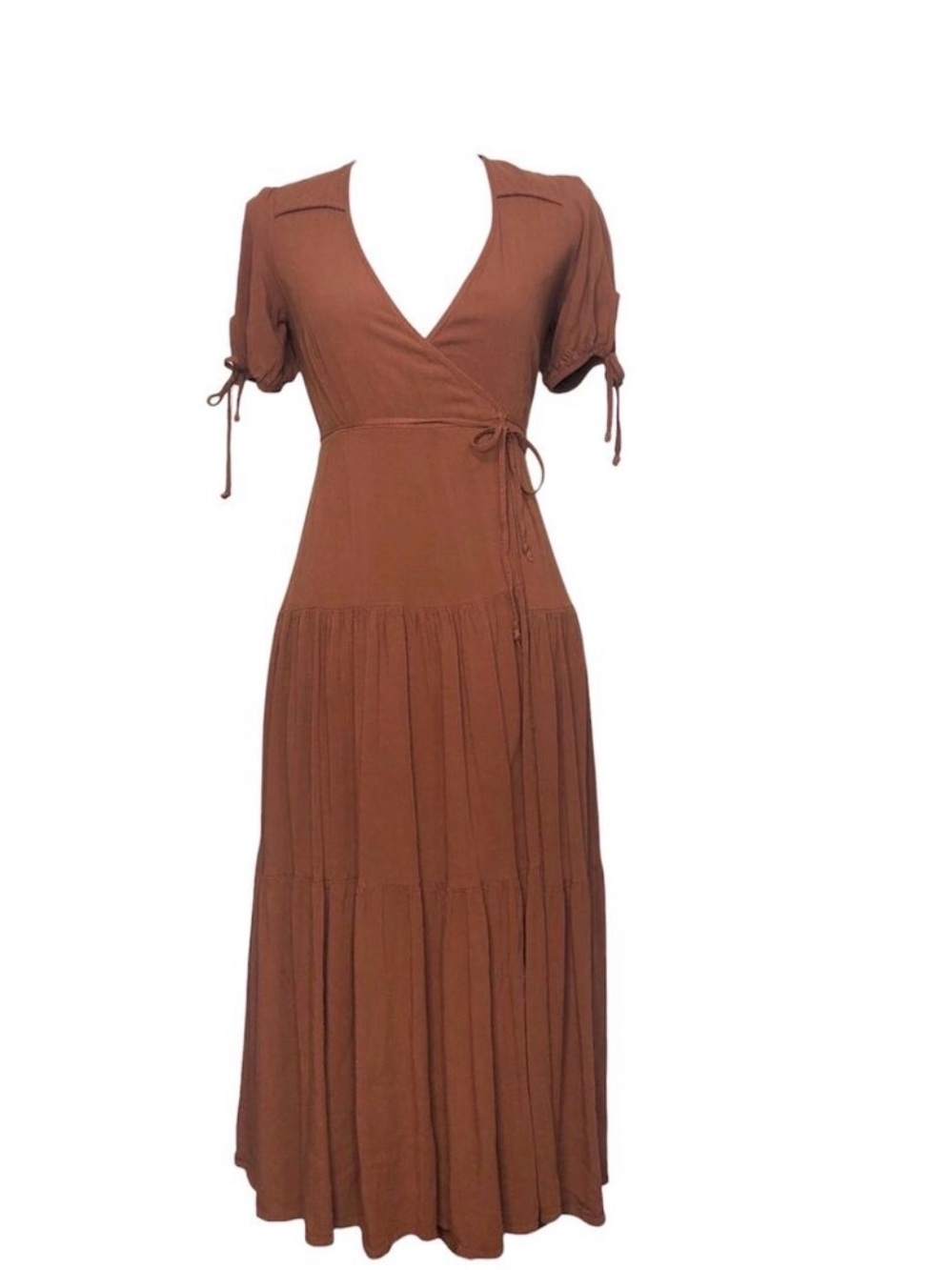 Christy Dawn Augusta Rust Brown Maxi Wrap Dress